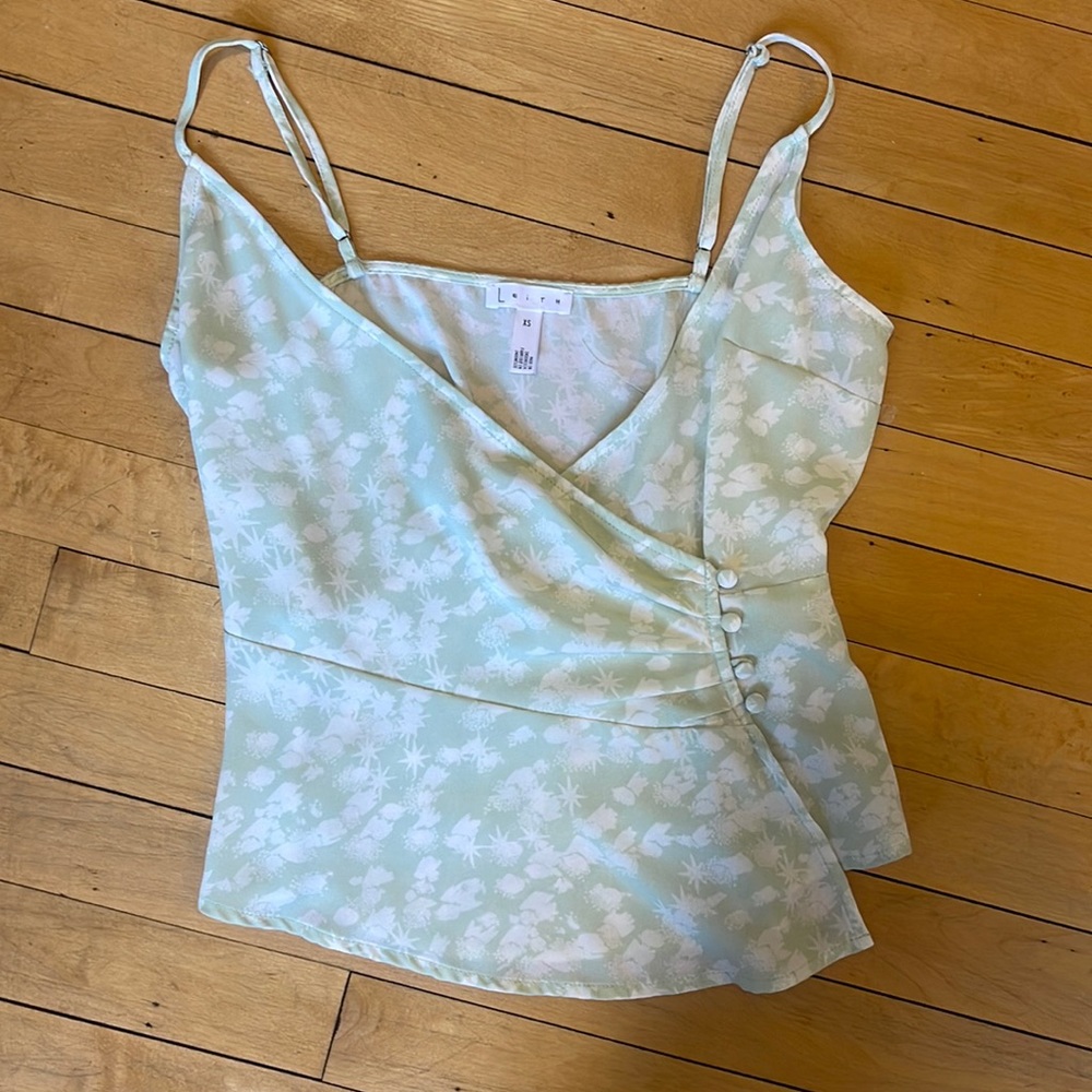 Light Green Floral Dressy Top